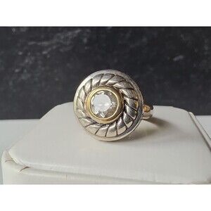 Brighton 925 Sterling Silver Signed Sayan Cable White Topaz Band Ring Size 6